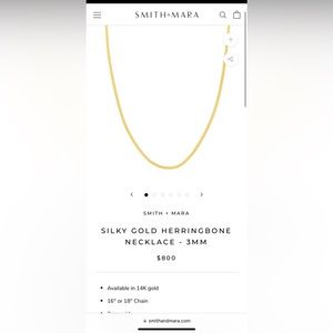 Smith + Mara SILKY GOLD HERRINGBONE NECKLACE - 3MM 16 inches